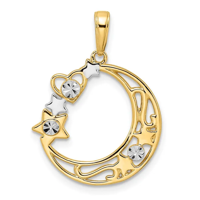 Goldia Necklaces 14k Yellow Rhodium Gold White Rhodium DC Heart Star Moon Pendant Goldia Necklaces 14k Yellow Rhodium Gold White Rhodium DC Heart Star Moon Pendant