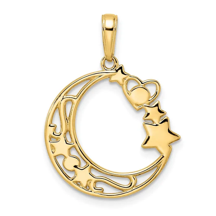 Goldia Necklaces 14k Yellow Rhodium Gold White Rhodium DC Heart Star Moon Pendant