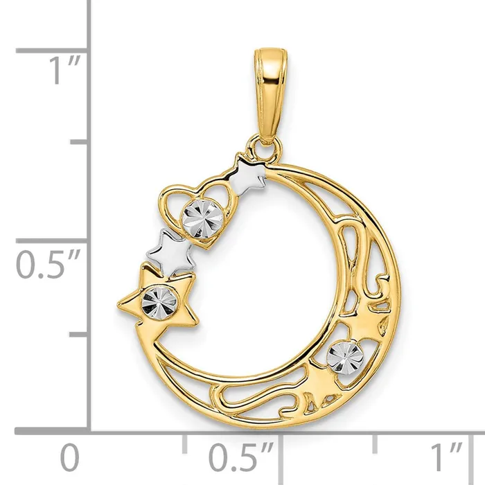 Goldia Necklaces 14k Yellow Rhodium Gold White Rhodium DC Heart Star Moon Pendant