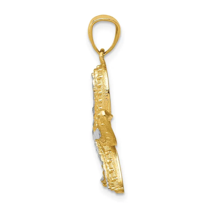 Goldia Necklaces 14k Yellow Rhodium Gold with White Rhodium Diamondcut Starfish Pendant