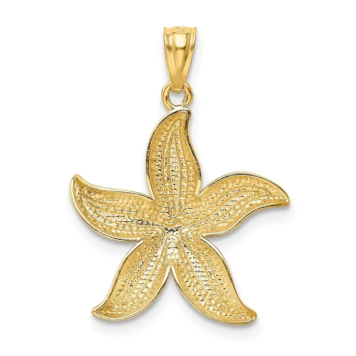 Goldia Necklaces 14k Yellow Rhodium Gold with White Rhodium Diamondcut Starfish Pendant