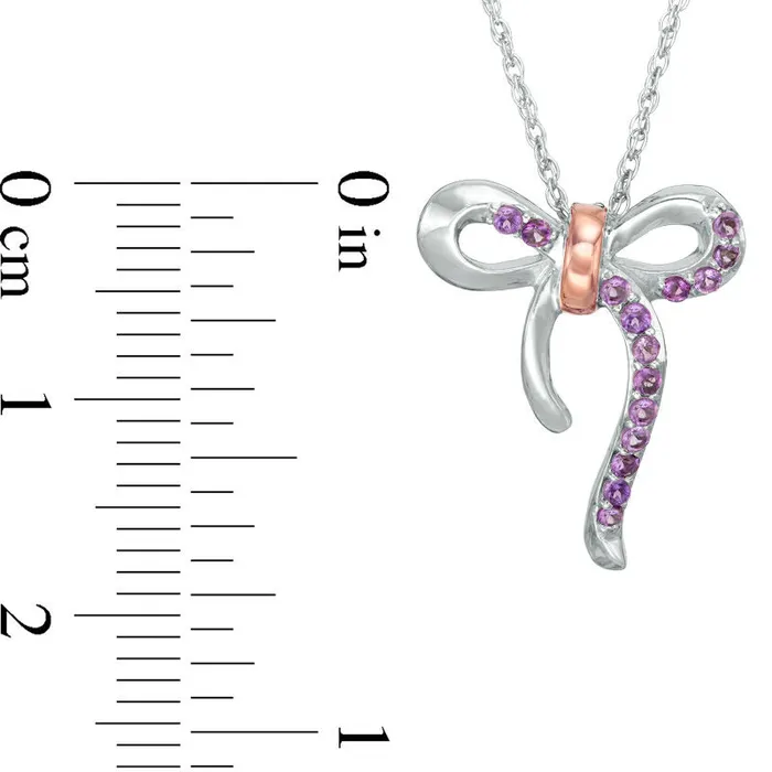 Goldia Necklaces Amethyst Bow Necklace in Sterling Silver and 10K Rose Gold Goldia Necklaces Amethyst Bow Necklace in Sterling Silver and 10K Rose Gold