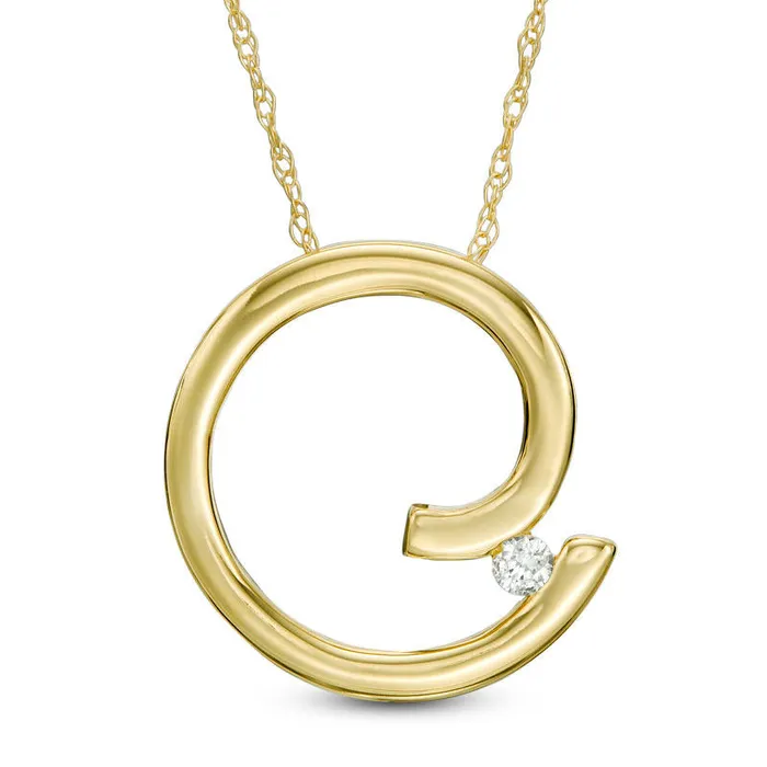 Goldia Necklaces Natural Clarity Enhanced Accent Solitaire Spiral Pendant in 10K Yellow Gold Goldia Necklaces Natural Clarity Enhanced Accent Solitaire Spiral Pendant in 10K Yellow Gold