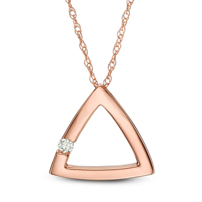 Goldia Necklaces Natural Clarity Enhanced Accent Solitaire Triangle Pendant in 10K Rose Gold Goldia Necklaces Natural Clarity Enhanced Accent Solitaire Triangle Pendant in 10K Rose Gold