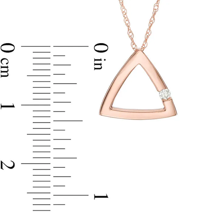 Goldia Necklaces Natural Clarity Enhanced Accent Solitaire Triangle Pendant in 10K Rose Gold Goldia Necklaces Natural Clarity Enhanced Accent Solitaire Triangle Pendant in 10K Rose Gold
