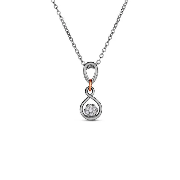 Goldia Necklaces Natural Diamond Accent Composite Infinity Twist Drop Pendant in Sterling Silver with Rose Rhodium Goldia Necklaces Natural Diamond Accent Composite Infinity Twist Drop Pendant in Sterling Silver with Rose Rhodium