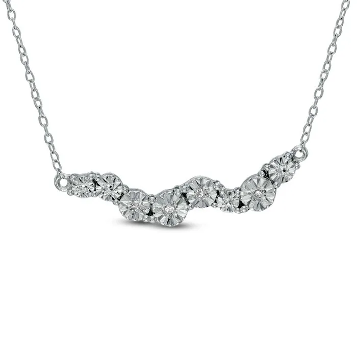 Goldia Necklaces Natural Diamond Accent Wavy Line Necklace in Sterling Silver Goldia Necklaces Natural Diamond Accent Wavy Line Necklace in Sterling Silver