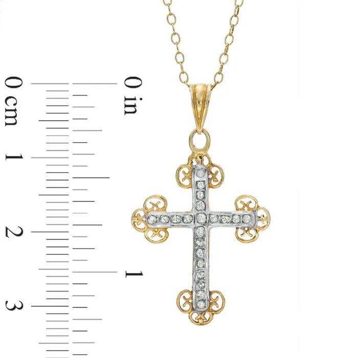 Goldia Necklaces Natural Diamond Fascination Antique VintageStyle Cross Pendant in Sterling Silver and 18K Gold Plate Goldia Necklaces Natural Diamond Fascination Antique VintageStyle Cross Pendant in Sterling Silver and 18K Gold Plate
