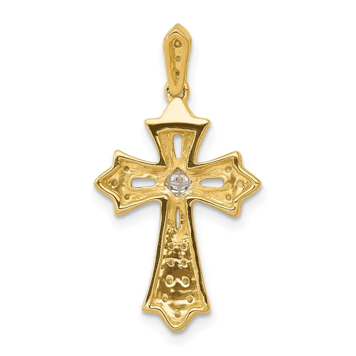 Goldia Necklaces Solid 14k Yellow Gold 16ct Simulated CZ Fleur de Lis Cross Pendant Goldia Necklaces Solid 14k Yellow Gold 16ct Simulated CZ Fleur de Lis Cross Pendant