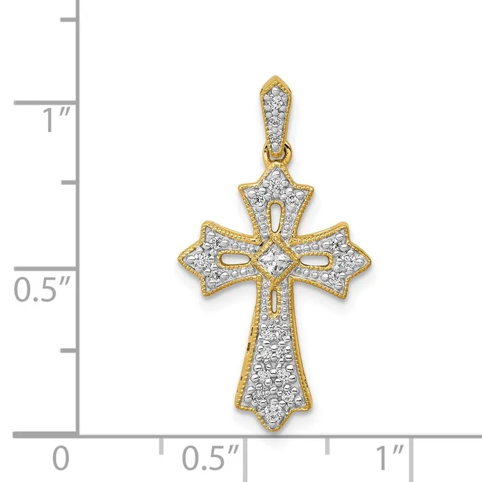 Goldia Necklaces Solid 14k Yellow Gold 16ct Simulated CZ Fleur de Lis Cross Pendant Goldia Necklaces Solid 14k Yellow Gold 16ct Simulated CZ Fleur de Lis Cross Pendant
