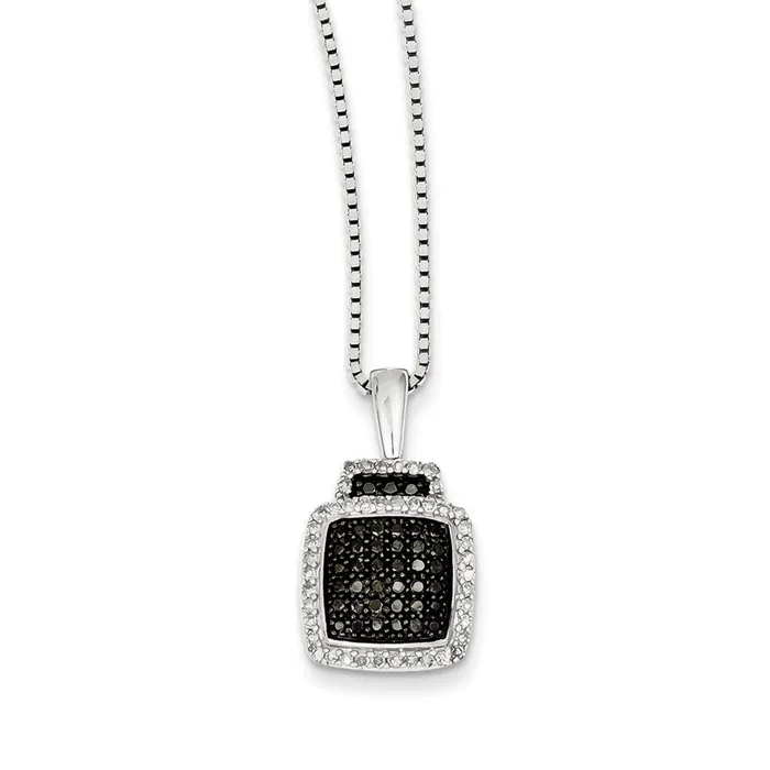 Goldia Necklaces Sterling Silver Black Diamond Square Pendant