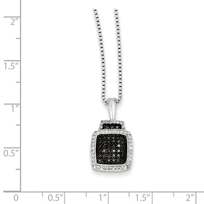 Goldia Necklaces Sterling Silver Black Diamond Square Pendant