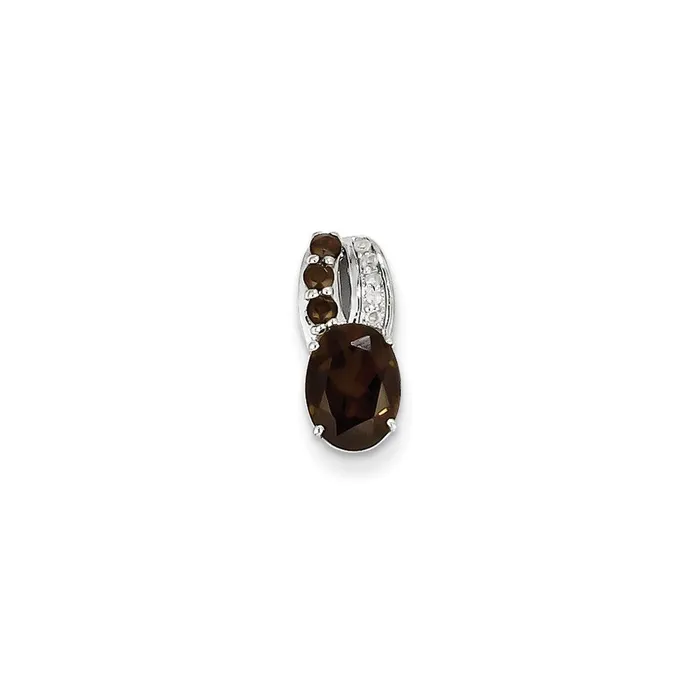 Goldia Necklaces Sterling Silver Diamond u0026 Smoky Quartz Oval Pendant
