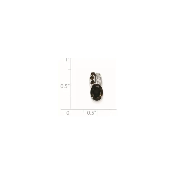 Goldia Necklaces Sterling Silver Diamond u0026 Smoky Quartz Oval Pendant