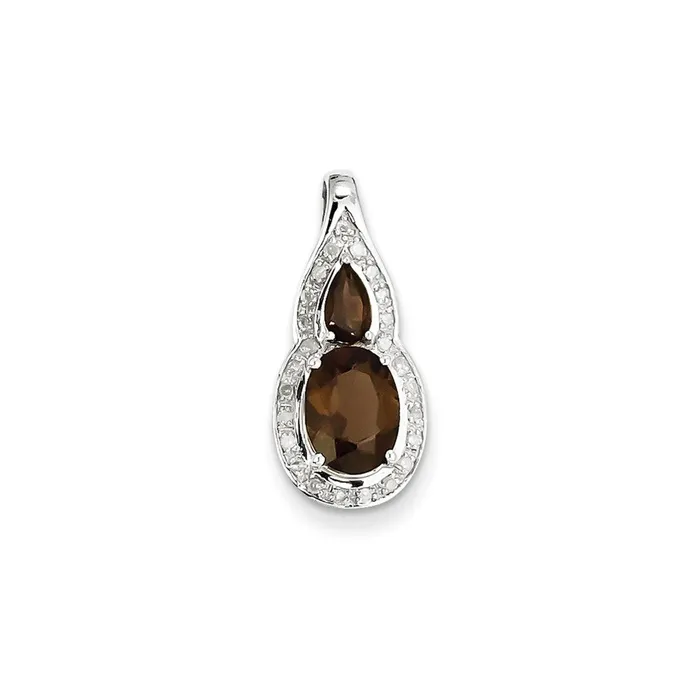 Goldia Necklaces Sterling Silver Diamond u0026 Smoky Quartz Teardrop Pendant