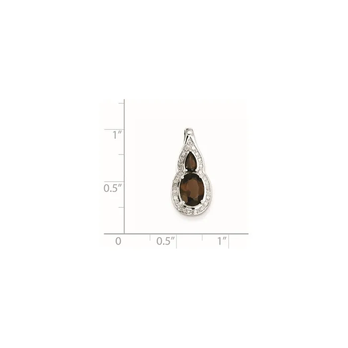 Goldia Necklaces Sterling Silver Diamond u0026 Smoky Quartz Teardrop Pendant