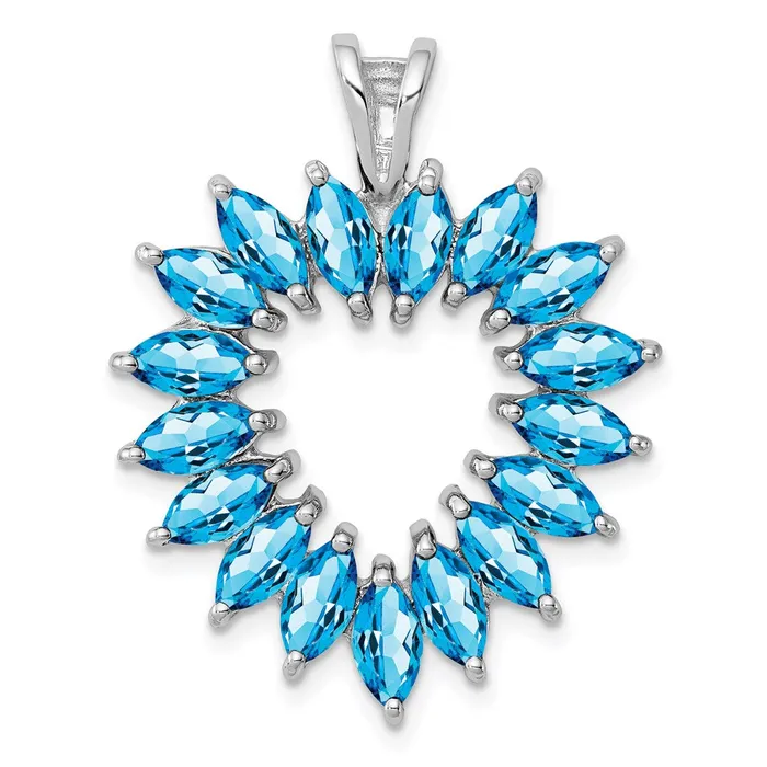 Goldia Necklaces Sterling Silver Rhodium Marquise Swiss Blue Topaz Heart Pendant Goldia Necklaces Sterling Silver Rhodium Marquise Swiss Blue Topaz Heart Pendant