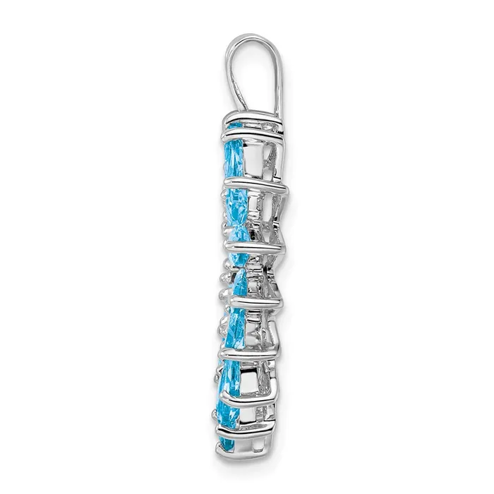 Goldia Necklaces Sterling Silver Rhodium Marquise Swiss Blue Topaz Heart Pendant