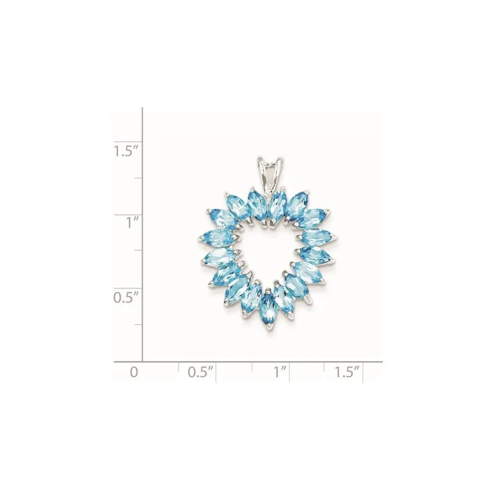 Goldia Necklaces Sterling Silver Rhodium Marquise Swiss Blue Topaz Heart Pendant