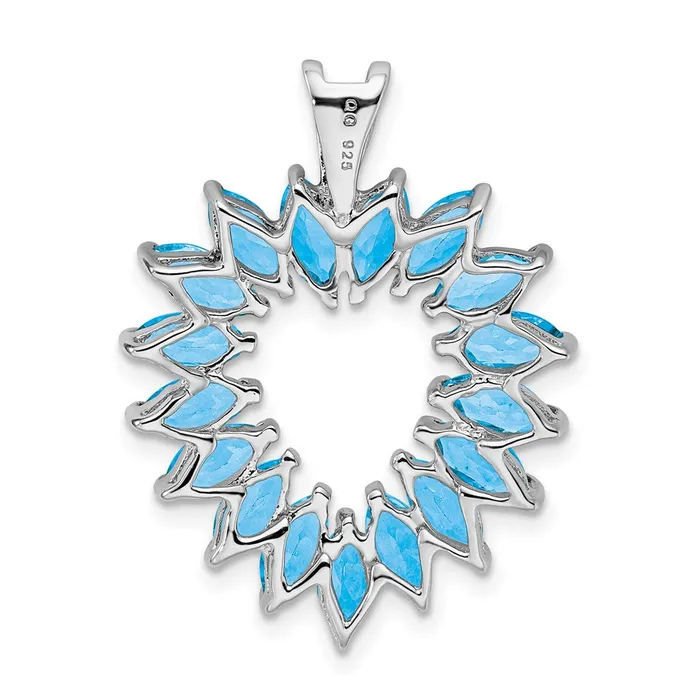 Goldia Necklaces Sterling Silver Rhodium Marquise Swiss Blue Topaz Heart Pendant