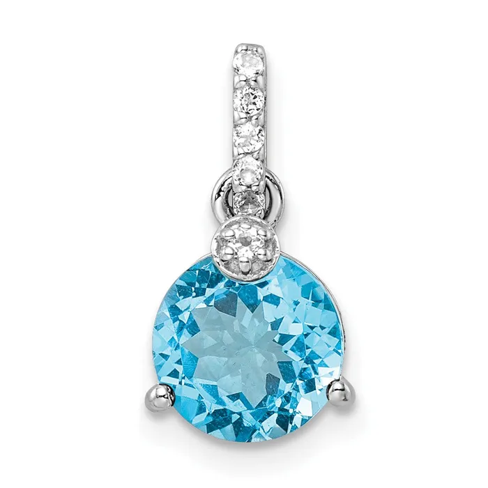 Goldia Necklaces Sterling Silver Rhodiumplated Circle Swiss Blue TopazWhite Topaz Pendant Goldia Necklaces Sterling Silver Rhodiumplated Circle Swiss Blue TopazWhite Topaz Pendant