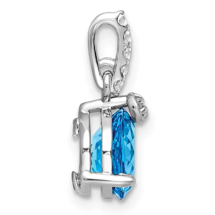 Goldia Necklaces Sterling Silver Rhodiumplated Circle Swiss Blue TopazWhite Topaz Pendant