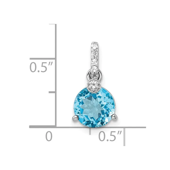 Goldia Necklaces Sterling Silver Rhodiumplated Circle Swiss Blue TopazWhite Topaz Pendant