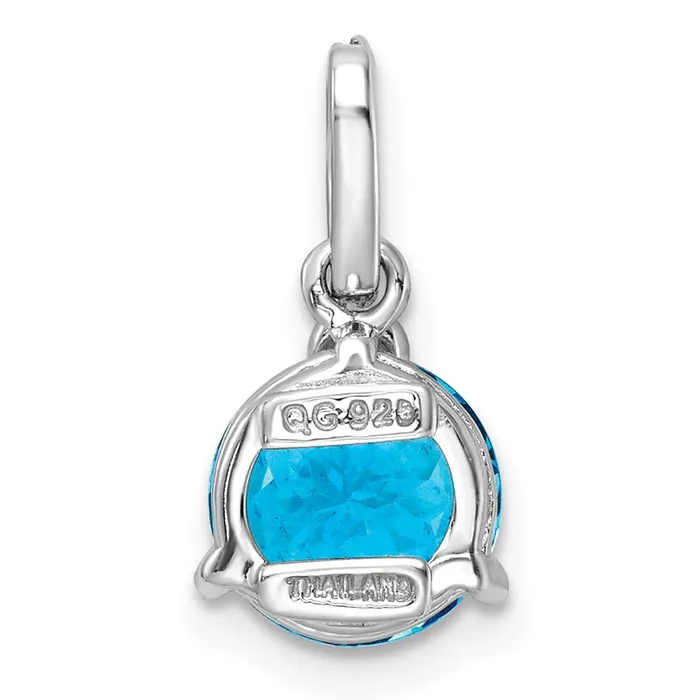 Goldia Necklaces Sterling Silver Rhodiumplated Circle Swiss Blue TopazWhite Topaz Pendant