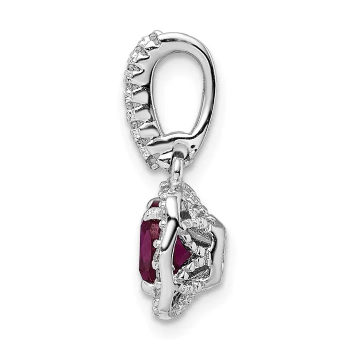 Goldia Necklaces Sterling Silver Rhodiumplated Lab Created Red Corundum and White CZ Pendant