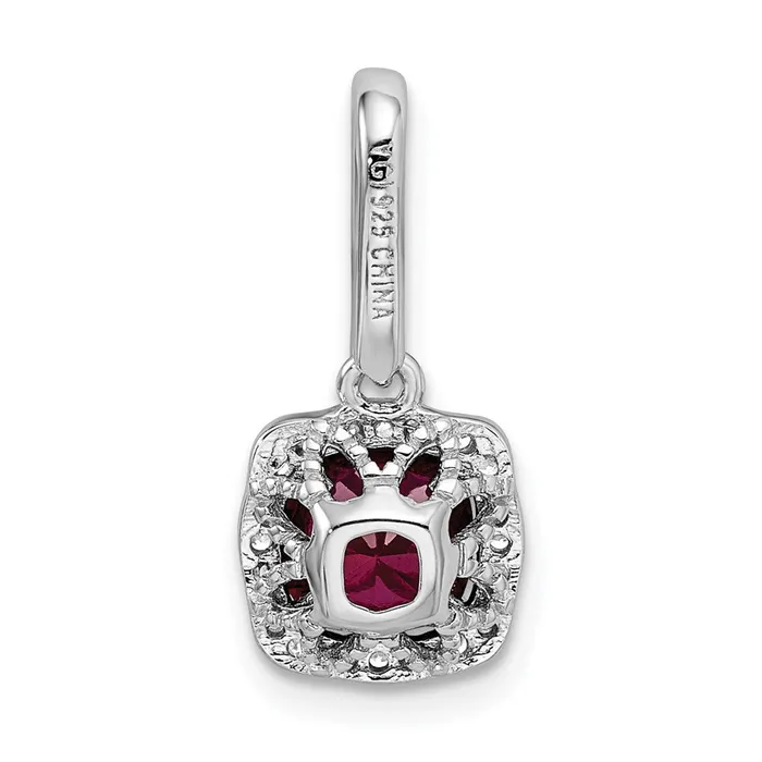 Goldia Necklaces Sterling Silver Rhodiumplated Lab Created Red Corundum and White CZ Pendant