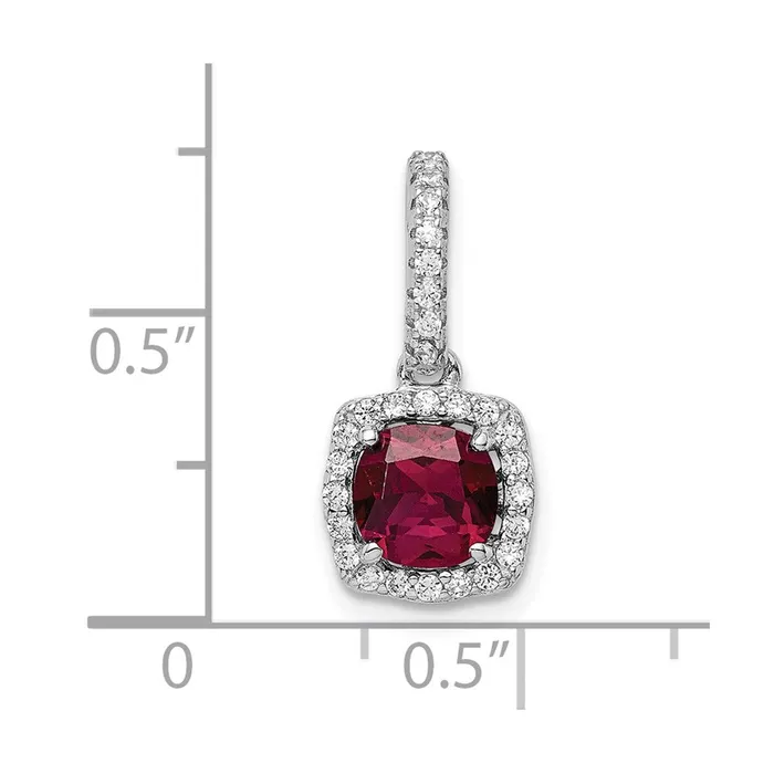 Goldia Necklaces Sterling Silver Rhodiumplated Lab Created Red Corundum and White CZ Pendant