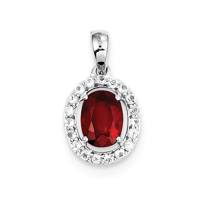 Goldia Necklaces Sterling Silver Rhodium Plated White Topaz u0026 Glass Filled Ruby Pendant Goldia Necklaces Sterling Silver Rhodium Plated White Topaz u0026 Glass Filled Ruby Pendant
