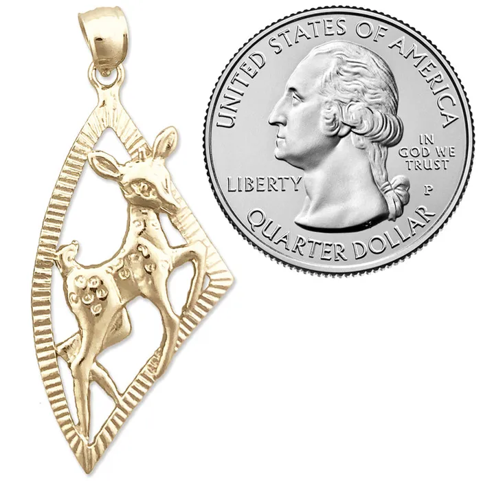 Goldia PreStyled Sets 14K Gold Bambi Deer Pendant Medallion