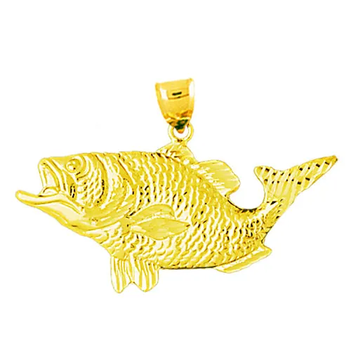 Goldia PreStyled Sets 14K Gold Big Mouth Bass Pendant