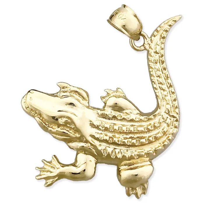 Goldia PreStyled Sets 14K Gold Scaly Skin Crocodile Pendant