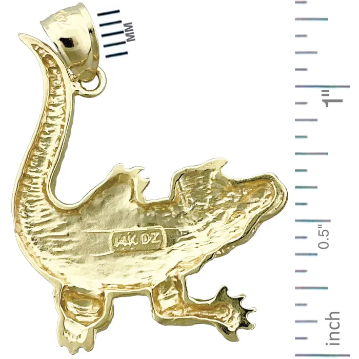 Goldia PreStyled Sets 14K Gold Scaly Skin Crocodile Pendant