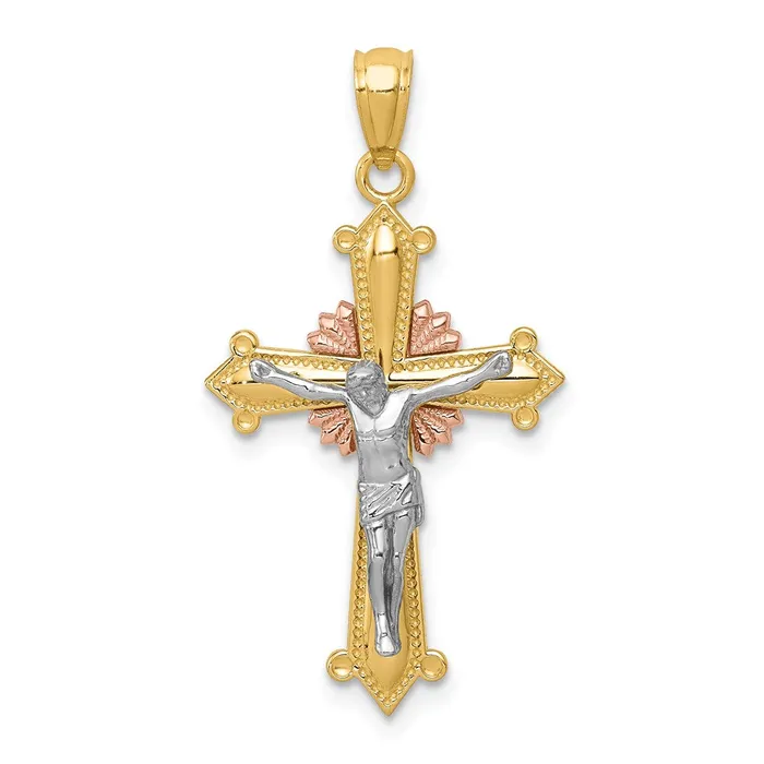 Goldia PreStyled Sets 14k TriColor Gold Polished Crucifix Pendant
