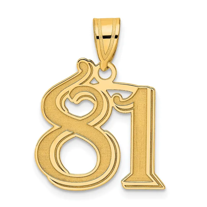 Goldia PreStyled Sets 14k Yellow Gold Polished Etched Number 81 Pendant