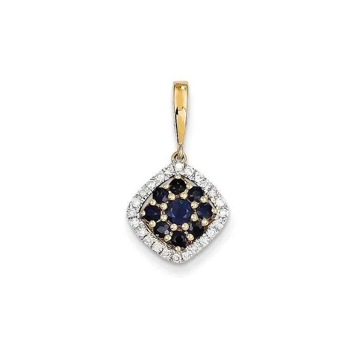 Goldia PreStyled Sets 14K Yellow Gold Real Diamond u0026 Sapp Pendant