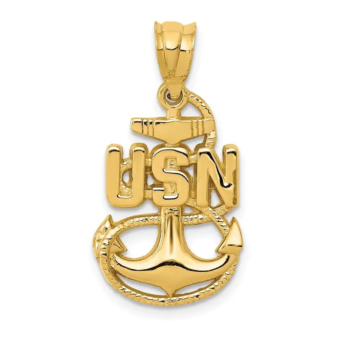 Goldia PreStyled Sets 14k Yellow Gold United States Navy USN Anchor Pendant Goldia PreStyled Sets 14k Yellow Gold United States Navy USN Anchor Pendant