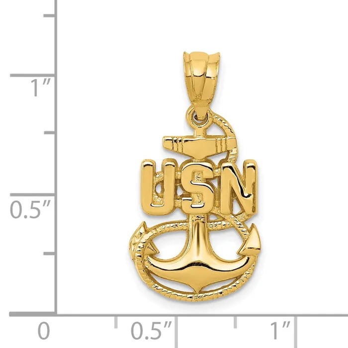 Goldia PreStyled Sets 14k Yellow Gold United States Navy USN Anchor Pendant