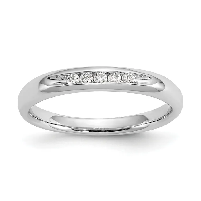 Goldia Rings 009ct CZ Solid Real 14K White Gold 5Stone Channel Wedding Band Ring Goldia Rings 009ct CZ Solid Real 14K White Gold 5Stone Channel Wedding Band Ring
