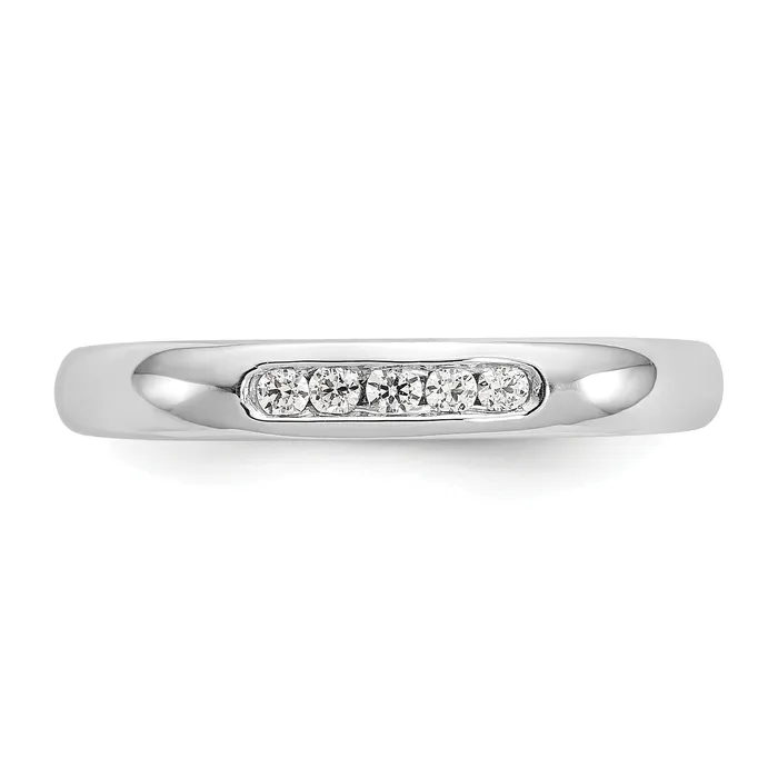 Goldia Rings 009ct CZ Solid Real 14K White Gold 5Stone Channel Wedding Band Ring