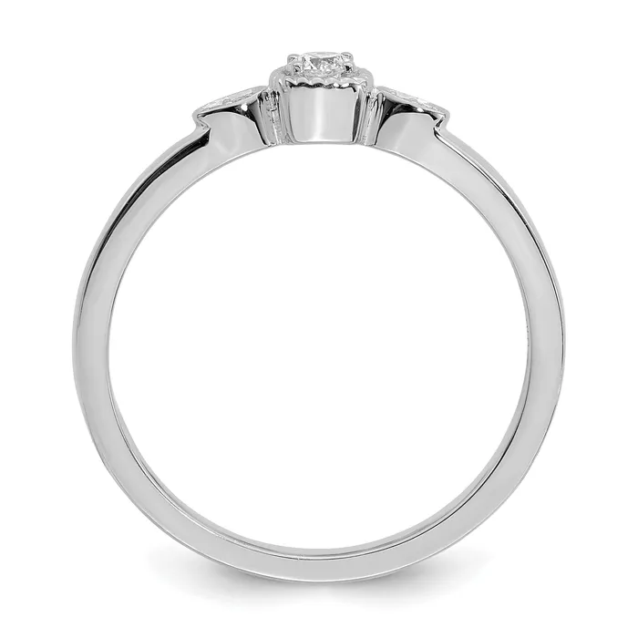 Goldia Rings 010ct CZ Solid Real 14k White Polish Petite Rope Edge Round Complete Dia Ring