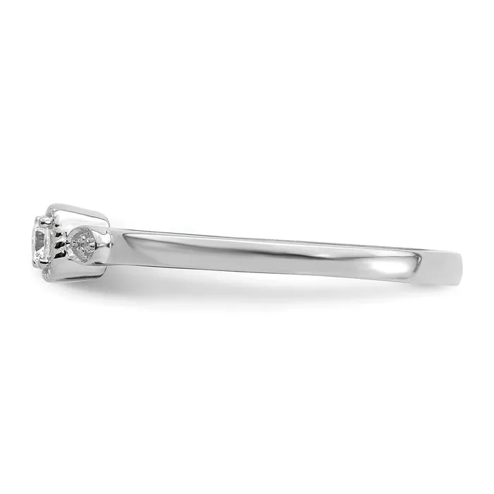 Goldia Rings 010ct CZ Solid Real 14k White Polish Petite Rope Edge Round Complete Dia Ring