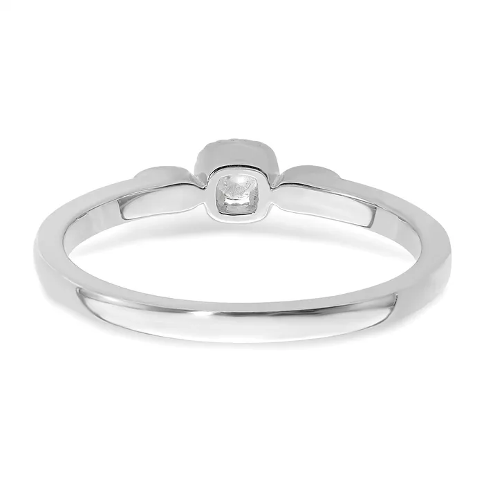 Goldia Rings 010ct CZ Solid Real 14k White Polish Petite Rope Edge Round Complete Dia Ring