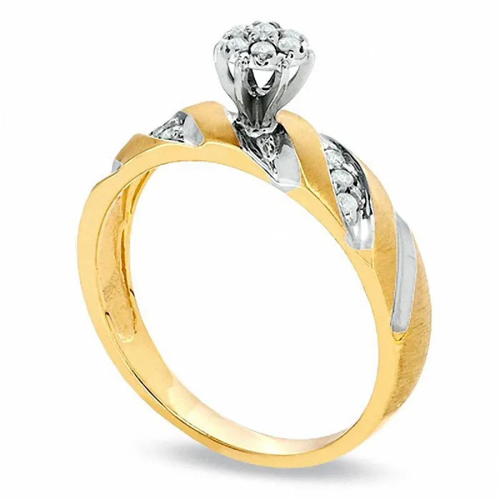 Goldia Rings 013 CT TW Natural Diamond Engagement Ring in Solid 10K TwoTone Gold Goldia Rings 013 CT TW Natural Diamond Engagement Ring in Solid 10K TwoTone Gold