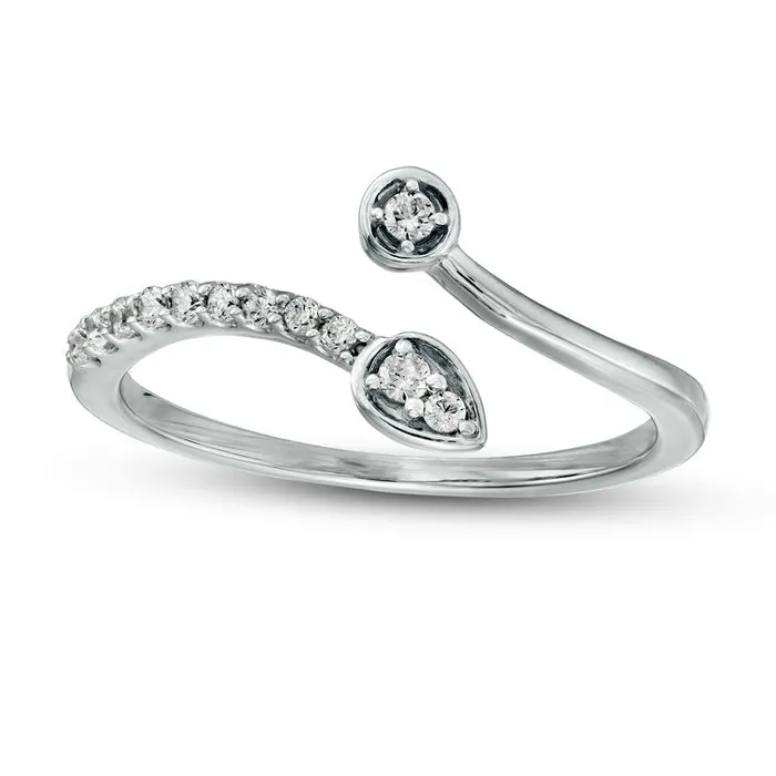 Goldia Rings 013 CT TW Natural Diamond Teardrop and Circle Open Wrap Ring in Sterling Silver Goldia Rings 013 CT TW Natural Diamond Teardrop and Circle Open Wrap Ring in Sterling Silver
