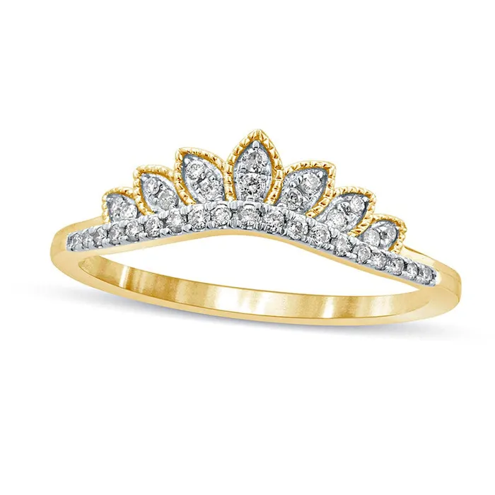 Goldia Rings 017 CT TW Natural Diamond Leaf Crown Contour Antique VintageStyle Wedding Band in Solid 10K Yellow Gold Goldia Rings 017 CT TW Natural Diamond Leaf Crown Contour Antique VintageStyle Wedding Band in Solid 10K Yellow Gold