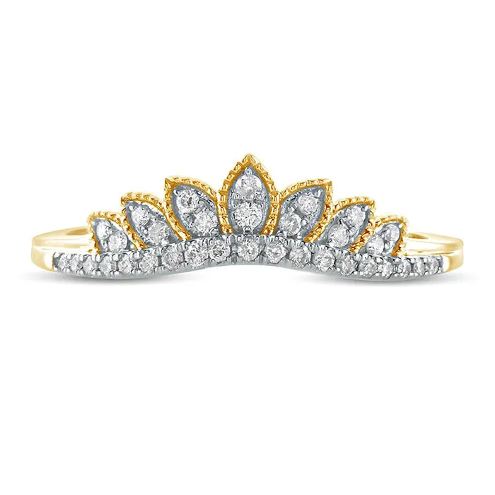 Goldia Rings 017 CT TW Natural Diamond Leaf Crown Contour Antique VintageStyle Wedding Band in Solid 10K Yellow Gold Goldia Rings 017 CT TW Natural Diamond Leaf Crown Contour Antique VintageStyle Wedding Band in Solid 10K Yellow Gold